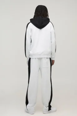 boohooMAN Ensemble Survêtement Sweat À Casynthétiqueche Zippé Oversize À Empiècements Et Jogging Décontracté<Homme Survêtements