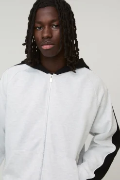 boohooMAN Ensemble Survêtement Sweat À Casynthétiqueche Zippé Oversize À Empiècements Et Jogging Décontracté<Homme Survêtements