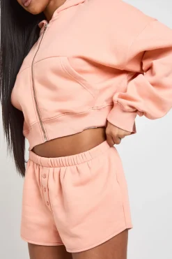 boohoo Ensemble Survêtement Sweat À Casynthétiqueche Court Zippé Et Short À Boutons Henley<Femme Survêtements|Survêtements