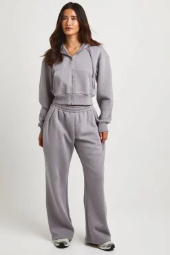 Ensemble Survêtement Sweat À Casynthétiqueche Court Et Jogger Tailleur Plissé