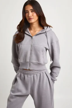 Ensemble Survêtement Sweat À Casynthétiqueche Court Et Jogger Tailleur Plissé