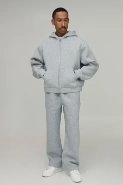 Ensemble Survêtement Sweat À Casynthétiqueche Scuba Oversize Boxy Zippé Et Pantalon Droit