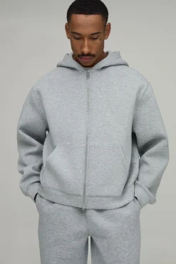 Ensemble Survêtement Sweat À Casynthétiqueche Scuba Oversize Boxy Zippé Et Pantalon Droit