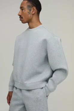 Ensemble Survêtement Sweat Col Rond Ample Oversize Et Pantalon Droit En Scuba