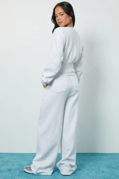 Ensemble Survêtement Sweat Col V Ourlet Profond et Jogging Ajusté