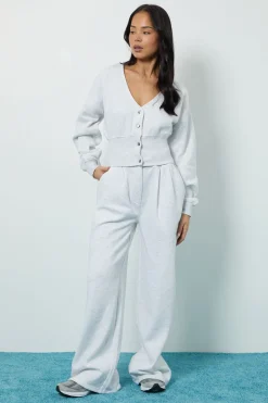 Ensemble Survêtement Sweat Col V Ourlet Profond et Jogging Ajusté