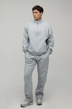 boohooMAN Ensemble Survêtement Sweat Col Montant Zippé Quart Oversize Ample & Jogger Droit<Homme Survêtements Grande Taille|Col Zippé