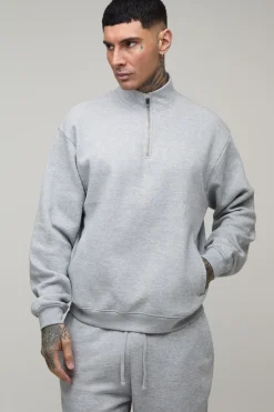 Ensemble Survêtement Sweat Col Montant Zippé Quart Oversize Ample & Jogger Droit Grande Taille