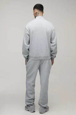 Ensemble Survêtement Sweat Col Montant Zippé Quart Oversize Ample & Jogger Droit Grande Taille
