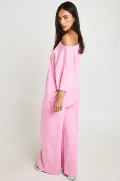 boohoo Ensemble Survêtement Sweat Épaules Dénudées Manches Courtes Et Pantalon Jogger En Molleton Bouclette<Femme Survêtements|Survêtements