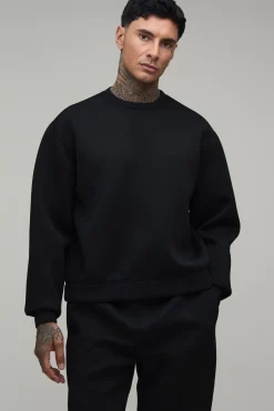 Ensemble Survêtement Sweat Scuba Col Rond Ample Oversize Et Pantalon Droit Tall