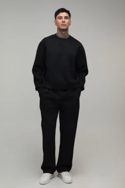 Ensemble Survêtement Sweat Scuba Col Rond Ample Oversize Et Pantalon Droit Tall