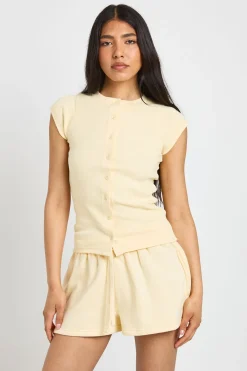 boohoo Ensemble Survêtement Tall Côtelé Avec Haut À Manches Courtes Boutonné Et Short<Femme Survêtements|Survêtements