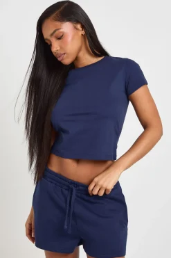 Ensemble Survêtement Top Manches Courtes Et Short Molleton
