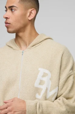 Ensemble Sweat à Capuche Zippé Intégral et Short Boxy Fit Boucle BM Tricoté
