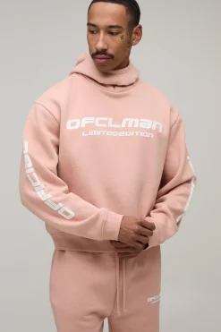 boohooMAN Ensemble Sweat À Casynthétiqueche Oversize Col Montant Imprimé Peluche Et Jogging Évasé<Homme Survêtements
