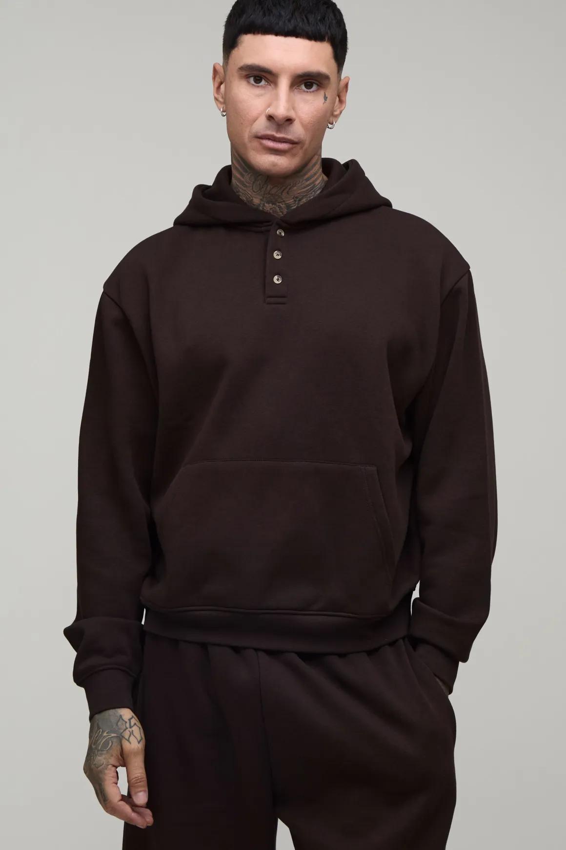 Ensemble Sweat À Casynthétiqueche Henley Oversize Ample Et Jogger Large Tall