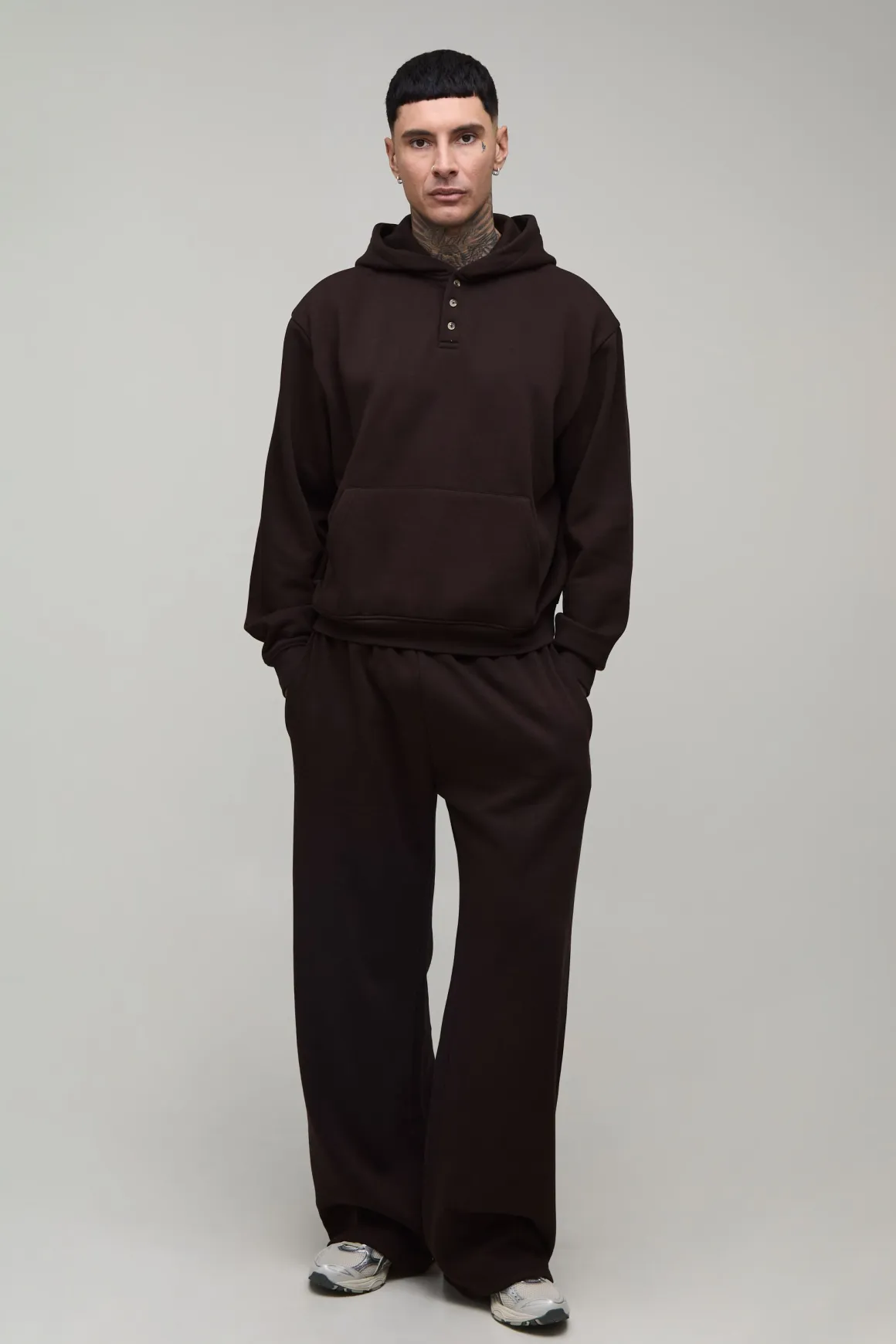 Ensemble Sweat À Casynthétiqueche Henley Oversize Ample Et Jogger Large Tall