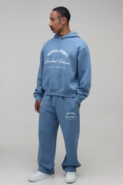 Ensemble Sweat À Casynthétiqueche Oversize Boxy Avec Imprimé Flocage Et Jogger Droit En Molleton Doux