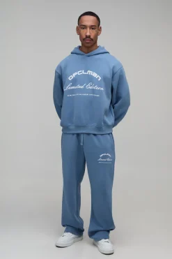 Ensemble Sweat À Casynthétiqueche Oversize Boxy Avec Imprimé Flocage Et Jogger Droit En Molleton Doux