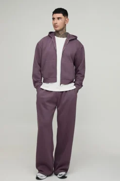 Ensemble Sweat À Casynthétiqueche Zippé Court Oversize Et Jogger Large Pour Grande Taille