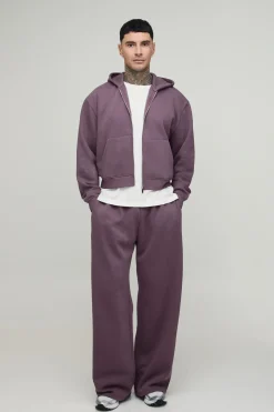 Ensemble Sweat À Casynthétiqueche Zippé Court Oversize Et Jogger Large Pour Grande Taille