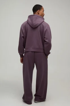boohooMAN Ensemble Sweat À Casynthétiqueche Zippé Oversize Raccourci Et Jogging Large<Homme Survêtements