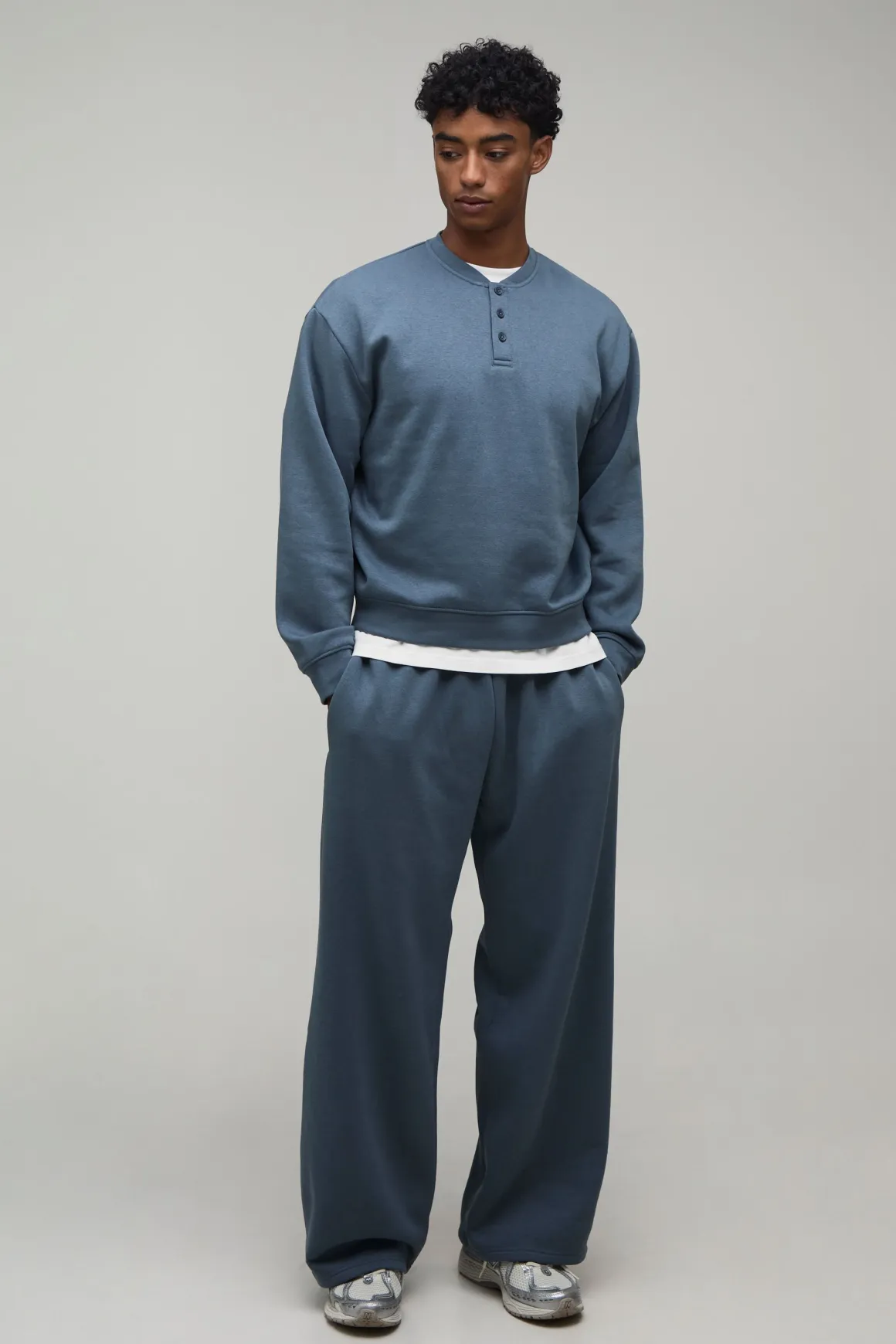 Ensemble Sweat Henley Ample Oversize Et Jogger Large