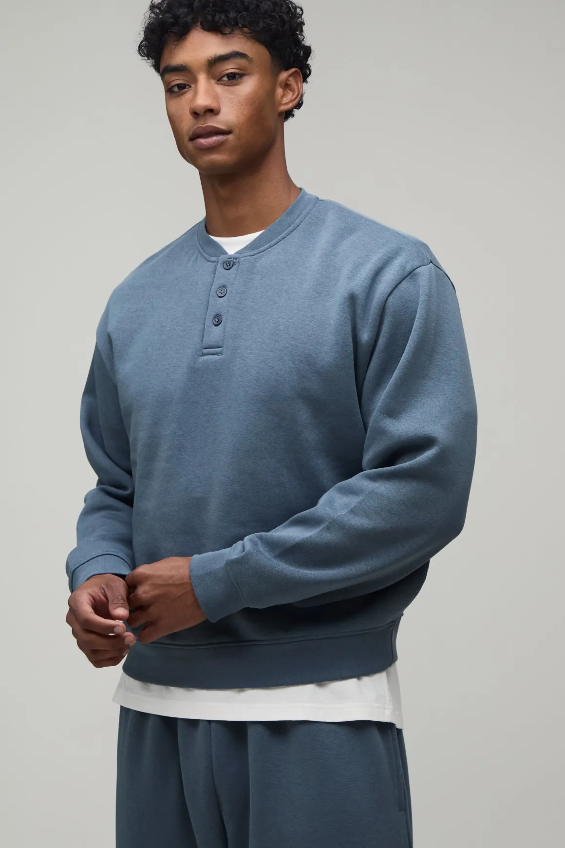 Ensemble Sweat Henley Ample Oversize Et Jogger Large