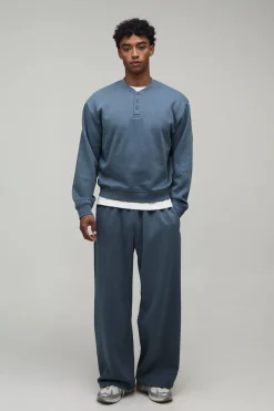 Ensemble Sweat Henley Ample Oversize Et Jogger Large