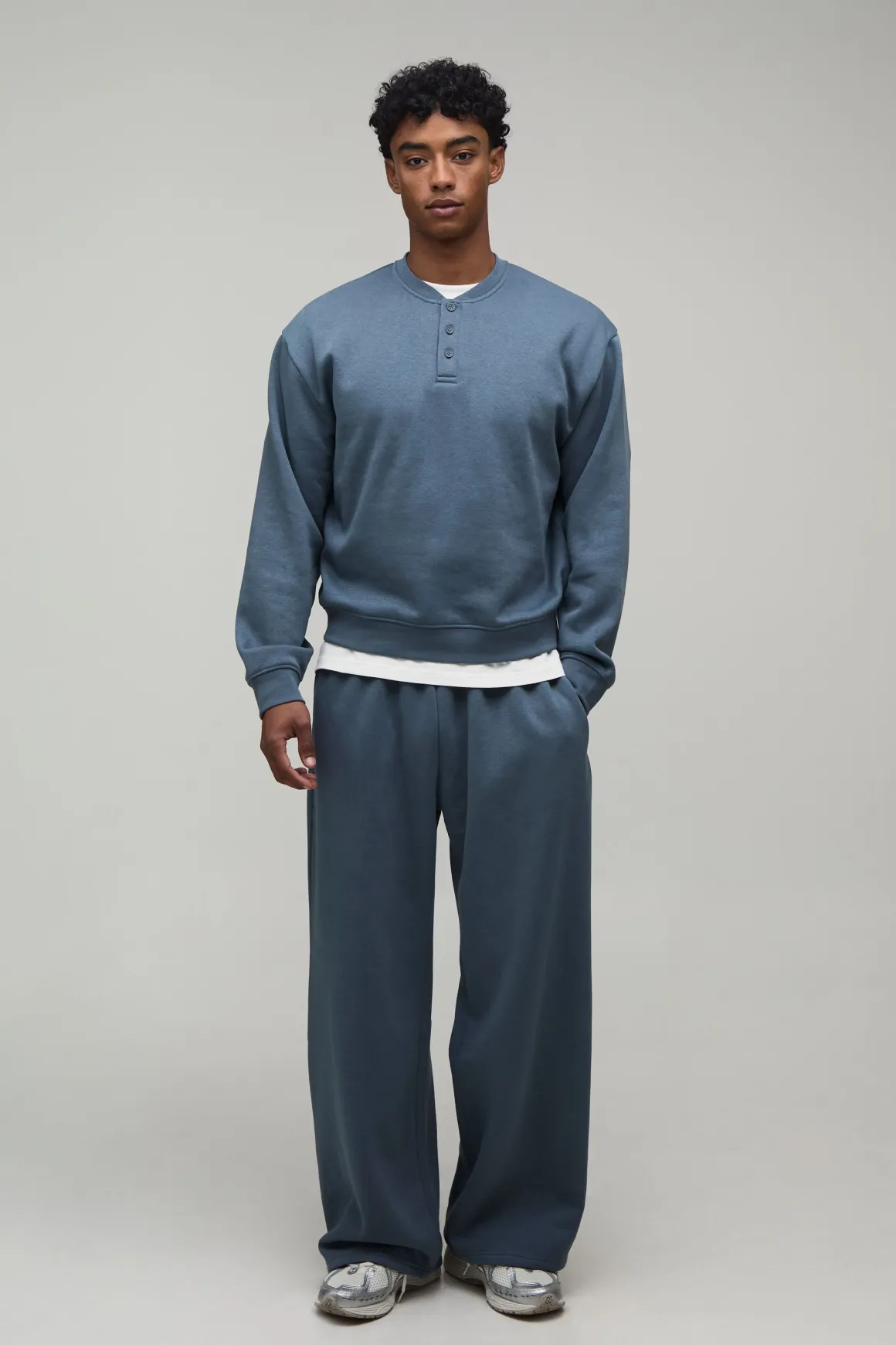 Ensemble Sweat Henley Ample Oversize Et Jogger Large