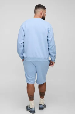 Ensemble sweat-shirt et short Regular Fit Spray Wash Plus Homme