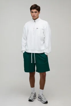 Ensemble Sweat-shirt Et Short Oversize Ample À Col Montant Avec Fermeture Éclair Quart Et Tissu Bouclette