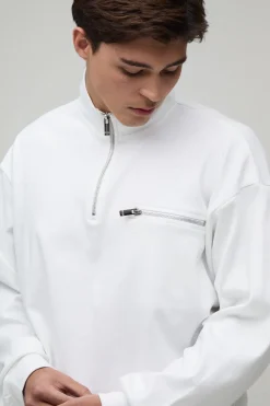 Ensemble Sweat-shirt Et Short Oversize Ample À Col Montant Avec Fermeture Éclair Quart Et Tissu Bouclette