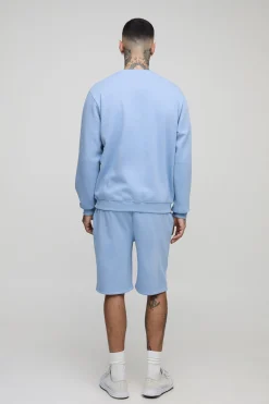 boohooMAN Ensemble sweat-shirt Tall Homme Spray Wash à coupe régulière et short en jersey<Homme Tout Afficher|Survêtements