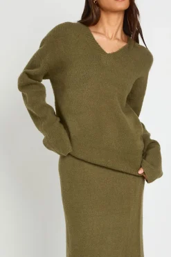 boohoo Ensemble Synthétiquell Col V Oversize Et Jupe Midi Grande Taille<Femme Pulls Et Gilets|Toutes Les Mailles