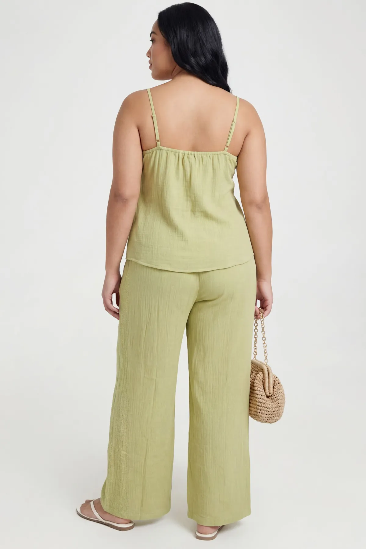 boohoo Ensemble Tall Caraco À Nouer Devant Et Pantalon Large En Tissu Gaze De Coton<Femme Ensembles