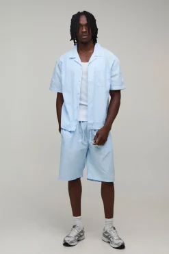 Ensemble Tall Chemise À Col Bowling Oversize Ample À Rayures Imprimé Tennis Club Et Short