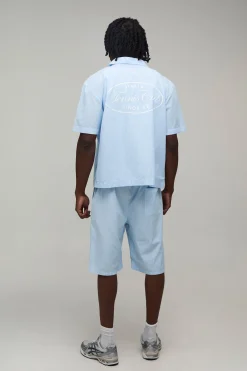 Ensemble Tall Chemise À Col Bowling Oversize Ample À Rayures Imprimé Tennis Club Et Short