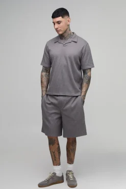 Ensemble Tall Polo À Col Revere Plissé Ample Et Short Baggy