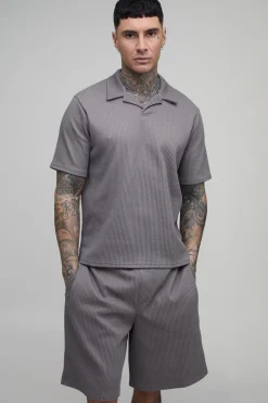 Ensemble Tall Polo À Col Revere Plissé Ample Et Short Baggy