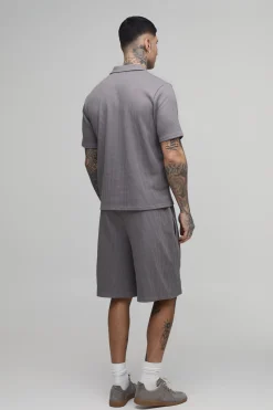 Ensemble Tall Polo À Col Revere Plissé Ample Et Short Baggy