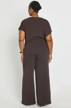 Ensemble Top Ample Épaules Dénudées & Pantalon Large À Taille Nouée