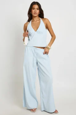 Ensemble Top Dos Nu Texturé Et Pantalon Large