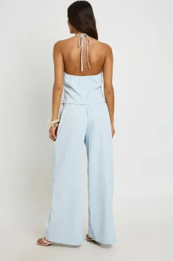 Ensemble Top Dos Nu Texturé Et Pantalon Large