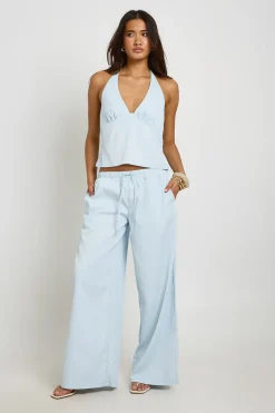 Ensemble Top Dos Nu Texturé Et Pantalon Large