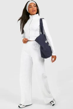 Ensemble top à double zip avec détails en côtes et joggers à jambe droite