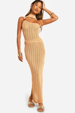 Ensemble Top à Détail Découpé en Perles et Jupe Maxi