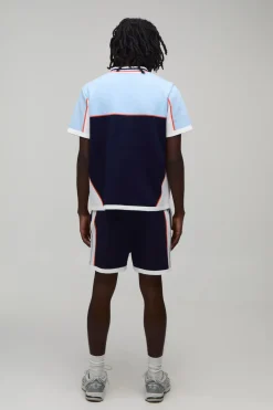 boohooMAN Ensemble Tricoté Décontracté Polo Et Short À Blocs De Couleur<Homme Maille|Mailles