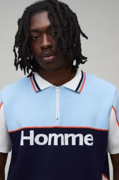 boohooMAN Ensemble Tricoté Décontracté Polo Et Short À Blocs De Couleur<Homme Maille|Mailles